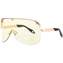 Square Oversize Shield Visor Sunglasses Flat Top Mirrored Mono Lens 170mm - Gold Frame Yellow Lens - CK198S49QQO $37.05