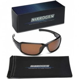 Wrap Driving Fishing Polarized Wrap Around Sports Sunglasses - Black - Brown - CD11OXK1WWF $13.95