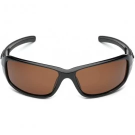 Wrap Driving Fishing Polarized Wrap Around Sports Sunglasses - Black - Brown - CD11OXK1WWF $13.95