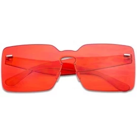 Rimless Colorful Bold Oversize One Piece Mono Block Full Shield Rimless Color Sunglasses - Red - CK18DANACNK $11.12