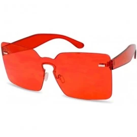 Rimless Colorful Bold Oversize One Piece Mono Block Full Shield Rimless Color Sunglasses - Red - CK18DANACNK $11.12