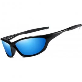 Sport Polarized Sport Sunglasses for Men Women Cycling Driving Fishing Running Golf Baseball - Black Blue - C1193XIWU5U $29.77