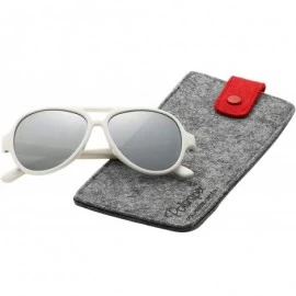 Aviator Pilot Kids Polarized Bendable Sunglasses for Boys and Girls - BPA Free - Ultra Pure White - Polarized Ice Tech - C618...