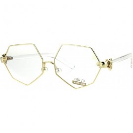 Rectangular Pearl Nose Pad Clown Hand Hinge Squared Metal Rim Eye Glasses - Gold - C8184YDLCC9 $30.38