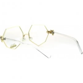 Rectangular Pearl Nose Pad Clown Hand Hinge Squared Metal Rim Eye Glasses - Gold - C8184YDLCC9 $11.57