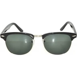 Round Retro Classic Sunglasses Metal Half Frame With Colored Lens Uv 400 - Black-silver Green - C911QDD6I51 $9.23