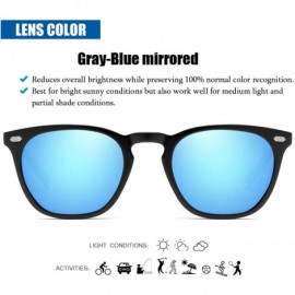Sport Vintage Polarized Sunglasses for Men and Women Keyhole Retro Frame UV400 Protection - Black / Blue Mirrored - C118SQUM2...