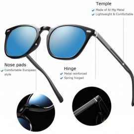 Sport Vintage Polarized Sunglasses for Men and Women Keyhole Retro Frame UV400 Protection - Black / Blue Mirrored - C118SQUM2...