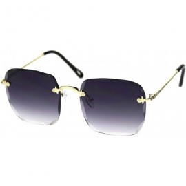 Rimless Womens Rimless Square Sunglasses Scallop Beveled Lens Gold Rim UV 400 - Gold - CG18WCYX5UR $25.42