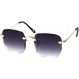 Rimless Womens Rimless Square Sunglasses Scallop Beveled Lens Gold Rim UV 400 - Gold - CG18WCYX5UR $22.47