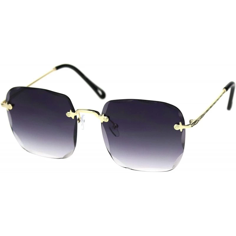 Rimless Womens Rimless Square Sunglasses Scallop Beveled Lens Gold Rim UV 400 - Gold - CG18WCYX5UR $11.23
