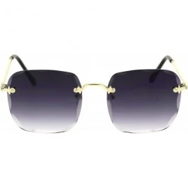 Rimless Womens Rimless Square Sunglasses Scallop Beveled Lens Gold Rim UV 400 - Gold - CG18WCYX5UR $11.23