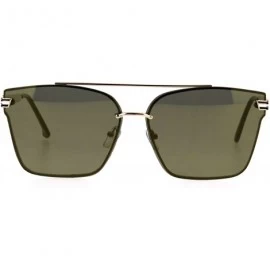 Rimless Color Mirrored Rimless Metal Horn Rim Flat Lens Sunglasses - All Gold - CU18367TGMG $27.82