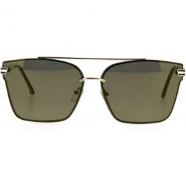 Rimless Color Mirrored Rimless Metal Horn Rim Flat Lens Sunglasses - All Gold - CU18367TGMG $16.98