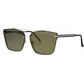 Rimless Color Mirrored Rimless Metal Horn Rim Flat Lens Sunglasses - All Gold - CU18367TGMG $16.98