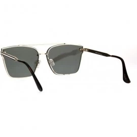 Rimless Color Mirrored Rimless Metal Horn Rim Flat Lens Sunglasses - All Gold - CU18367TGMG $16.98