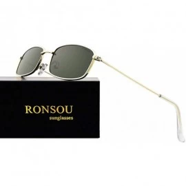 Round New Fashion Trend Vintage Rectangular Small Sunglasses for Men and Women - Golden Frame Green Lens - CJ18U6SN5HS $11.34