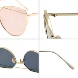 Cat Eye Cat Eye Mirrored Flat Lenses Fashion Metal Frame Women Sunglasses LS7805 - Gold Frame Pink Lenses - CD183938YHZ $22.80