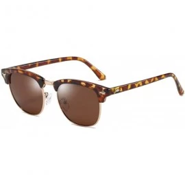 Aviator Polarized Sunglasses Semi Rimless Frame Classic Retro for Men Women - Leopard Frame - CN18T74OU4M $35.04