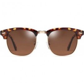 Aviator Polarized Sunglasses Semi Rimless Frame Classic Retro for Men Women - Leopard Frame - CN18T74OU4M $35.04