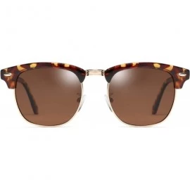 Aviator Polarized Sunglasses Semi Rimless Frame Classic Retro for Men Women - Leopard Frame - CN18T74OU4M $35.04