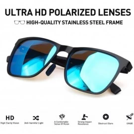 Rectangular Mens Polarized Sunglasses Large UV Protection Carbon Fiber Oversized for Sport Driving - Blue Lens - CZ18HGHOARZ ...