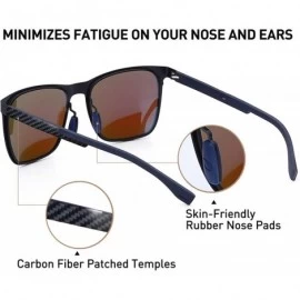 Rectangular Mens Polarized Sunglasses Large UV Protection Carbon Fiber Oversized for Sport Driving - Blue Lens - CZ18HGHOARZ ...
