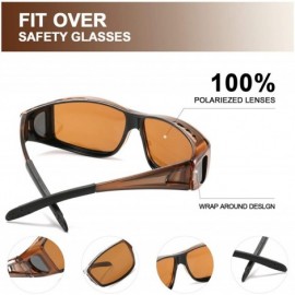 Wrap Sunglasses Polarized Prescription Protection - Brown Frame Polarized Brown Lens Wrap Around Sunglasses - CB19CYMCN0D $24.51