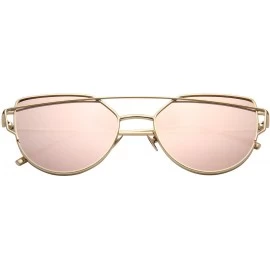 Cat Eye Cat Eye Mirrored Flat Lenses Fashion Metal Frame Women Sunglasses LS7805 - Gold Frame Pink Lenses - CD183938YHZ $22.80