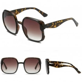 Goggle Fashion New Square Gradient sunglasses Large frame Lady sun glasses Mens Goggle uv400 - Leopard - CC18RSG83HA $13.13