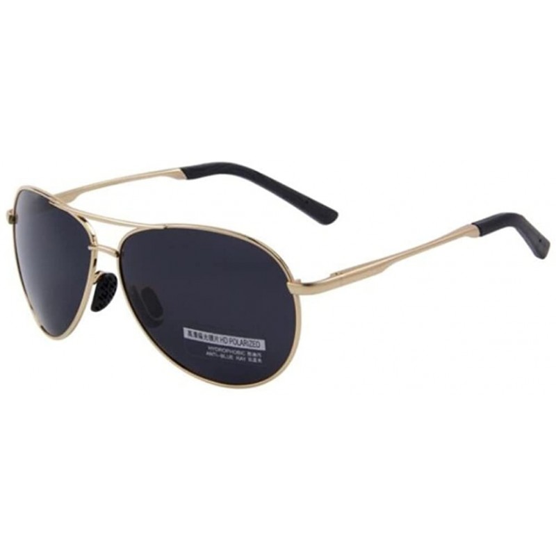 Shield Men's Driving UV400 Polarized Sunglasses Sport fishing Shield Eyewear Glasses - Gold - CY17YW7Q857 $10.22