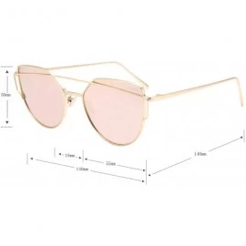 Cat Eye Cat Eye Mirrored Flat Lenses Fashion Metal Frame Women Sunglasses LS7805 - Gold Frame Pink Lenses - CD183938YHZ $15.62