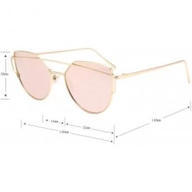 Cat Eye Cat Eye Mirrored Flat Lenses Fashion Metal Frame Women Sunglasses LS7805 - Gold Frame Pink Lenses - CD183938YHZ $22.80