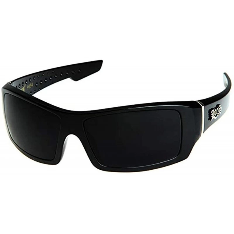 Rectangular Men's Rectangular Hardcore Wrap 63mm Sunglasses - Black With Block Logo - CV11K0YMXWB $9.86