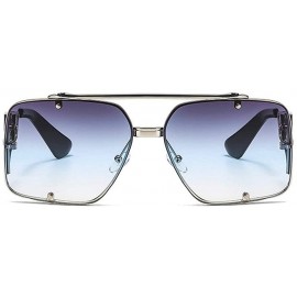 Square 2020 new trend fashion metal sunglasses men and women hot sunglasses - Grey Blue - CE1905E04Z9 $14.40