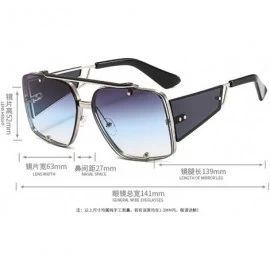 Square 2020 new trend fashion metal sunglasses men and women hot sunglasses - Grey Blue - CE1905E04Z9 $14.40