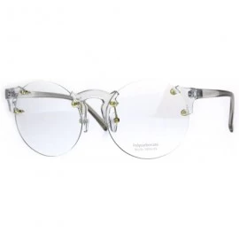 Round Unique Rimless Round Circle Clear Lens Eye Glasses - Grey - CV189IQ595L $14.24