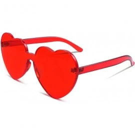 Round Rimless Heart Shaped Sunglasses Women One Piece Fashion Love Glasses B2419 - Red - CU18CMNMISE $20.44