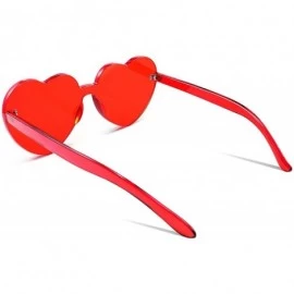 Round Rimless Heart Shaped Sunglasses Women One Piece Fashion Love Glasses B2419 - Red - CU18CMNMISE $11.95