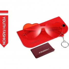 Round Rimless Heart Shaped Sunglasses Women One Piece Fashion Love Glasses B2419 - Red - CU18CMNMISE $11.95