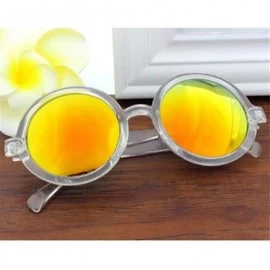 Aviator Coating Sunglasses Vintage Round Sunglasses Men Women Retro Red As Picture - Gold - C918YZXHDET $7.35