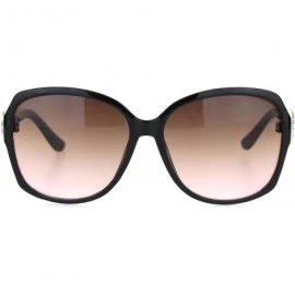 Oversized Womens Square Art Deco Rhinestone Jewel Butterfly Plastic Sunglasses - Black Pink Smoke - C818OQU84R9 $15.98