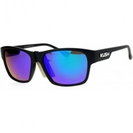 Rectangular KUSH Sunglasses Square Rectangular Matte Black Mirror Lens UV 400 - Black White (Teal Mirror) - C5186NW4ZTL $18.43