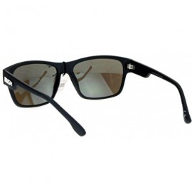 Rectangular KUSH Sunglasses Square Rectangular Matte Black Mirror Lens UV 400 - Black White (Teal Mirror) - C5186NW4ZTL $8.22