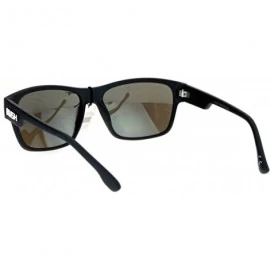 Rectangular KUSH Sunglasses Square Rectangular Matte Black Mirror Lens UV 400 - Black White (Teal Mirror) - C5186NW4ZTL $8.22