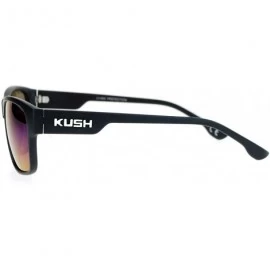 Rectangular KUSH Sunglasses Square Rectangular Matte Black Mirror Lens UV 400 - Black White (Teal Mirror) - C5186NW4ZTL $8.22