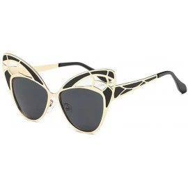 Oversized Cute Cat Eye Sunglasses Butterfly Sunglasses Merry Christmas Gift For Women - Gold/Black - CT126NIUD3X $32.25