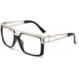 Oversized Newbee Fashion Oversized Clear Lens - 1990 Black/Silver - CB17XXSY62M $21.74