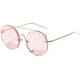 Semi-rimless Women Vintage Eye Sunglasses Retro Eyewear Fashion Radiation Protection Oversized Vintage Shades - A - CO18OU665...
