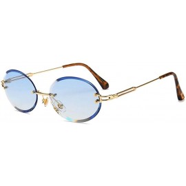 Rimless Oval Trimming Sunglasses for Women Rimless Gradient Shades UV400 - C5 - CJ1900CUE3O $27.27